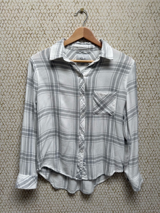Rails Tops - Rails Hunter Plaid Button Down Shirt White Gray Soft Flannel-Style Top XS